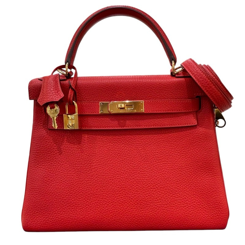 エルメス HERMES ケリー28 内縫い X刻　 ルージュトマト/ゴールド金具 トリヨン レディース ショルダーバッグ