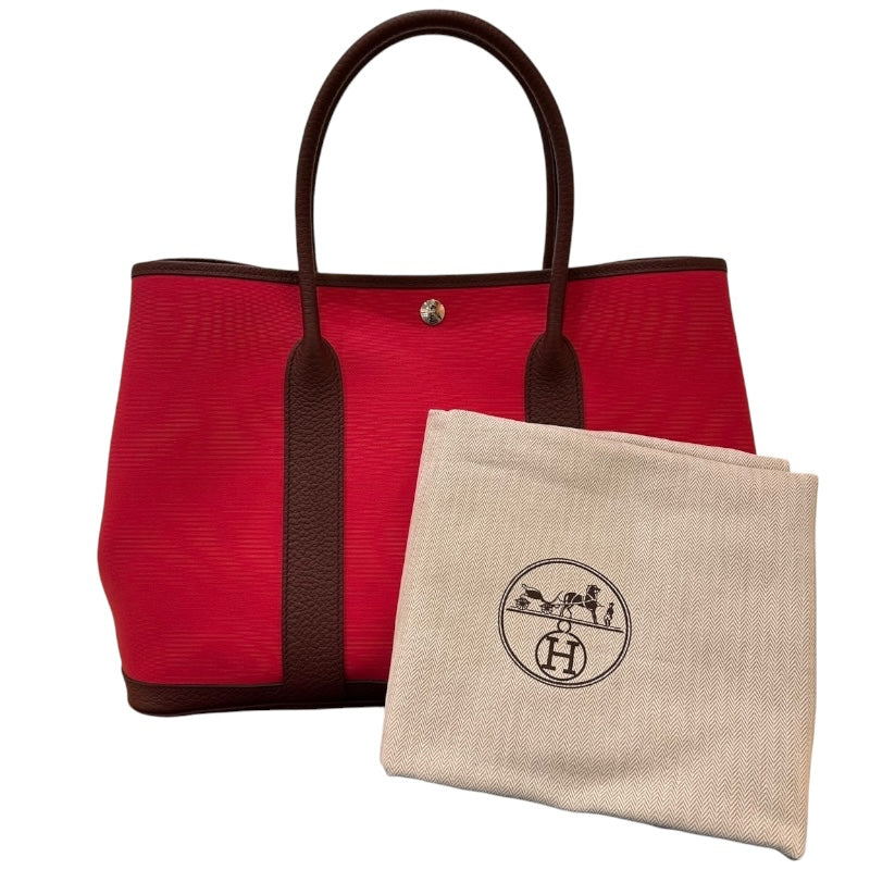 エルメス HERMES ガーデンパーティPM A刻印 ルージュセリエ・フランボワーズ/SV トワル ユニセックス トートバッグ