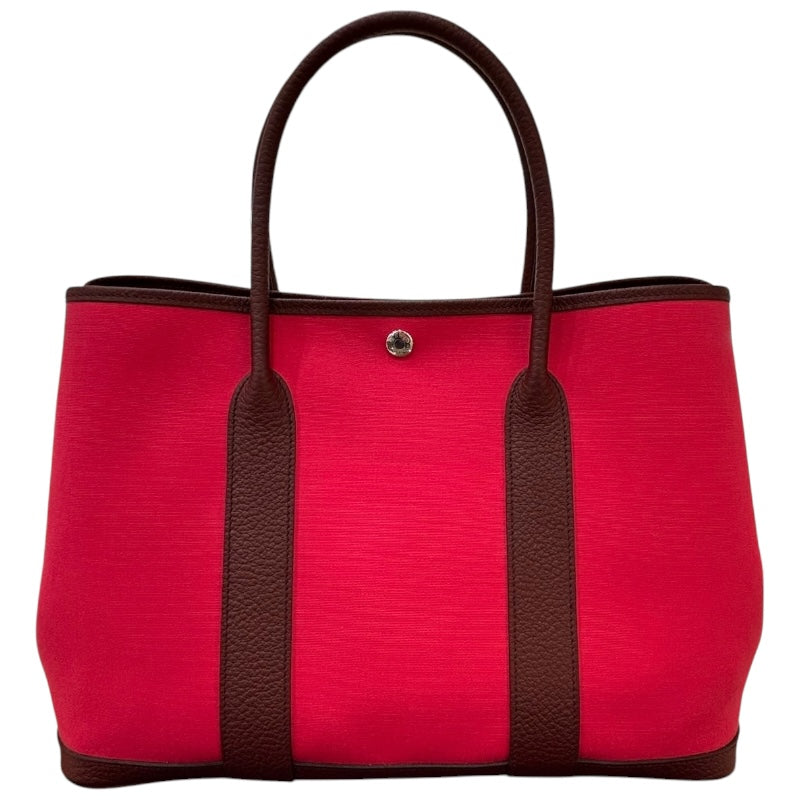 エルメス HERMES ガーデンパーティPM A刻印 ルージュセリエ・フランボワーズ/SV トワル ユニセックス トートバッグ