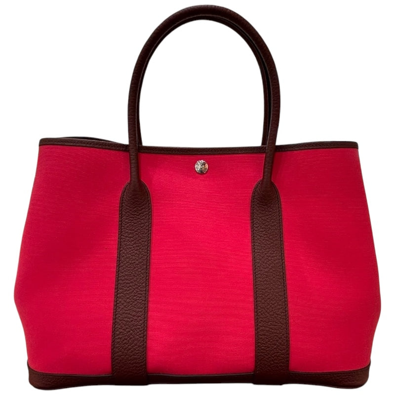 エルメス HERMES ガーデンパーティPM A刻印 ルージュセリエ・フランボワーズ/SV トワル ユニセックス トートバッグ