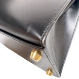 エルメス HERMES ケリー28 外縫い 〇A刻印　（1971年製） ブラック　ゴールド金具 ボックスカーフ レディース ハンドバッグ