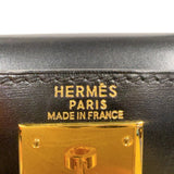 エルメス HERMES ケリー28 外縫い 〇A刻印　（1971年製） ブラック　ゴールド金具 ボックスカーフ レディース ハンドバッグ