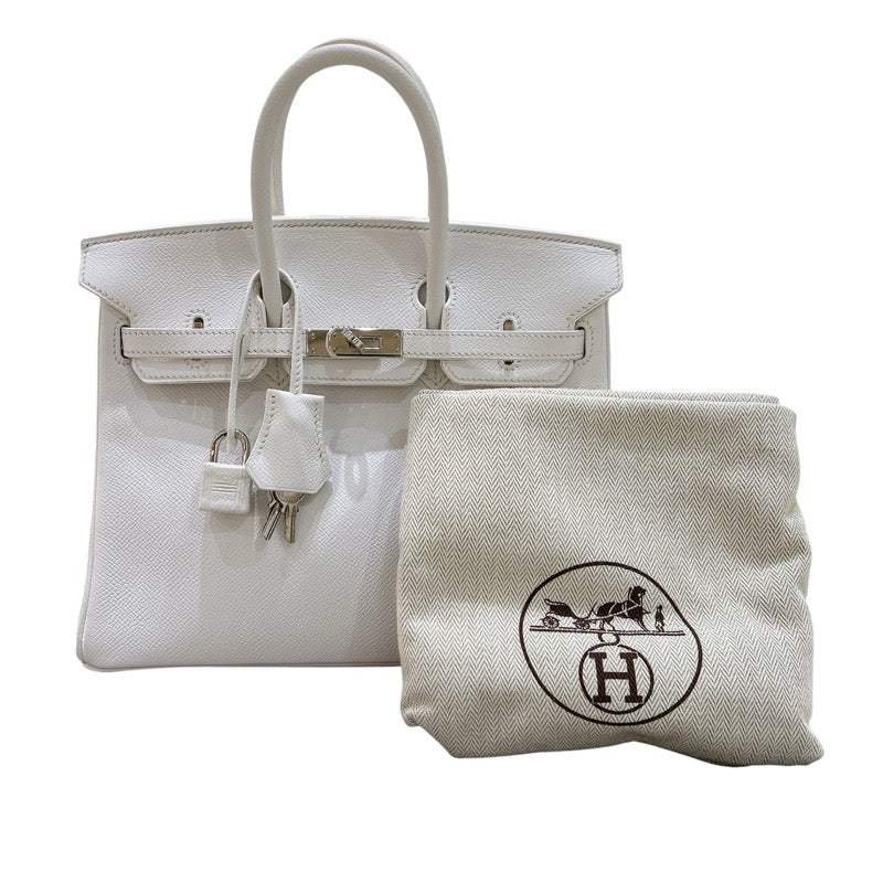 エルメス HERMES バーキン25 ▢M刻 ホワイト/シルバー金具 エプソン レディース ハンドバッグ