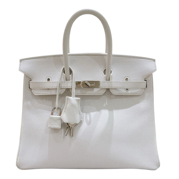エルメス HERMES バーキン25 ▢M刻 ホワイト/シルバー金具 エプソン レディース ハンドバッグ