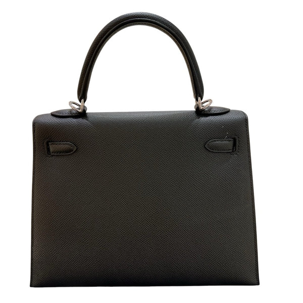 エルメス HERMES ケリー25 外縫い Y刻印 ブラック・シルバー金具 エプソン レディース ハンドバッグ
