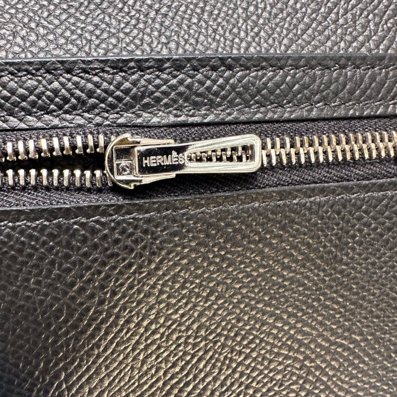 エルメス HERMES ベアンコンパクト　タッチ ブラック エプソン　レザー ユニセックス 二つ折り財布