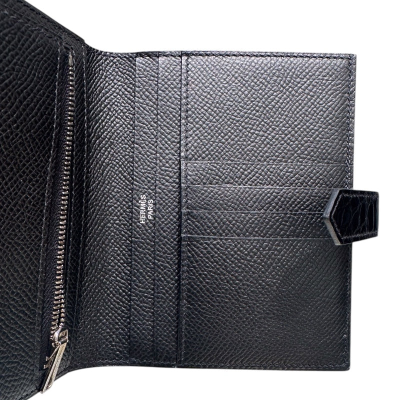 エルメス HERMES ベアンコンパクト　タッチ ブラック エプソン　レザー ユニセックス 二つ折り財布