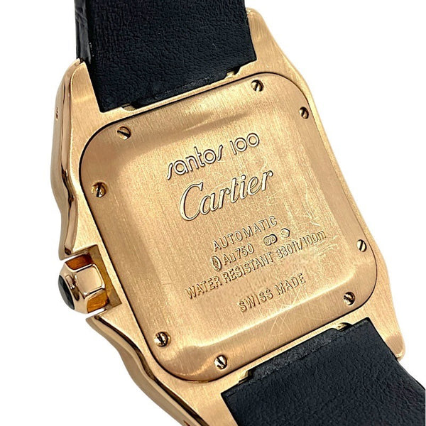 カルティエ Cartier サントス100 MM W20108Y1 ホワイト K18PG/革ベルト 自動巻き メンズ 腕時計