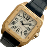 カルティエ Cartier サントス100 MM W20108Y1 ホワイト K18PG/革ベルト 自動巻き メンズ 腕時計