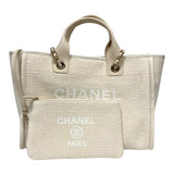 シャネル CHANEL ドーヴィル ショッピングバッグ AS3351 クリーム シルバー金具 ミックスファイバー レディース ショルダーバッグ