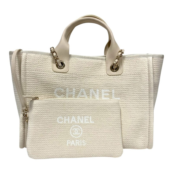 シャネル CHANEL ドーヴィル ショッピングバッグ AS3351 クリーム シルバー金具 ミックスファイバー レディース ショルダーバッグ