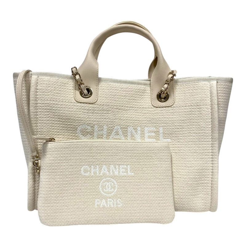 シャネル CHANEL ドーヴィル ショッピングバッグ AS3351 クリーム シルバー金具 ミックスファイバー レディース ショルダーバッグ