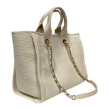 シャネル CHANEL ドーヴィル ショッピングバッグ AS3351 クリーム シルバー金具 ミックスファイバー レディース ショルダーバッグ