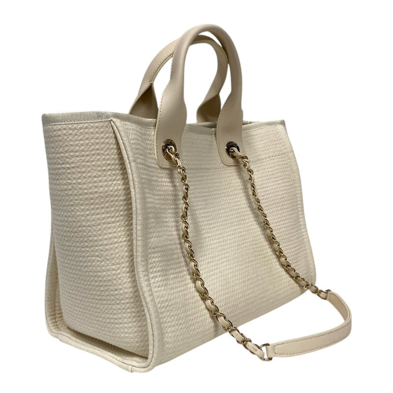 シャネル CHANEL ドーヴィル ショッピングバッグ AS3351 クリーム シルバー金具 ミックスファイバー レディース ショルダーバッグ