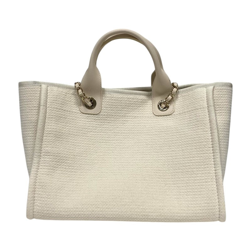 シャネル CHANEL ドーヴィル ショッピングバッグ AS3351 クリーム シルバー金具 ミックスファイバー レディース ショルダーバッグ