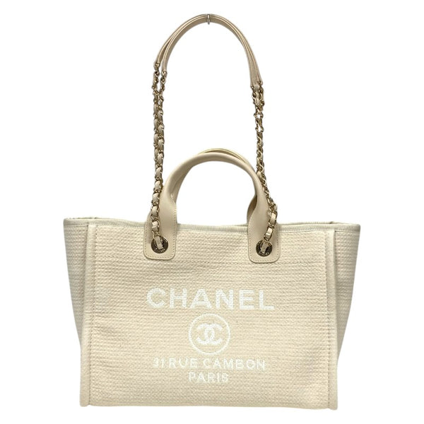 シャネル CHANEL ドーヴィル ショッピングバッグ AS3351 クリーム シルバー金具 ミックスファイバー レディース ショルダーバッグ