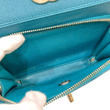 シャネル CHANEL ビジネスアフィニティ チェーン2wayショルダーバッグ A93749 ターコイズ ゴールド金具 キャビアスキン レディース ハンドバッグ
