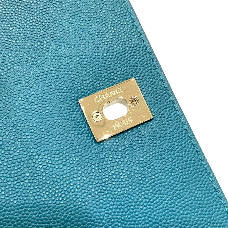 シャネル CHANEL ビジネスアフィニティ チェーン2wayショルダーバッグ A93749 ターコイズ ゴールド金具 キャビアスキン レディース ハンドバッグ