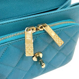 シャネル CHANEL ビジネスアフィニティ チェーン2wayショルダーバッグ A93749 ターコイズ ゴールド金具 キャビアスキン レディース ハンドバッグ