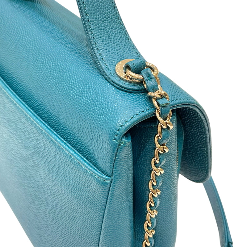 シャネル CHANEL ビジネスアフィニティ チェーン2wayショルダーバッグ A93749 ターコイズ ゴールド金具 キャビアスキン レディース ハンドバッグ