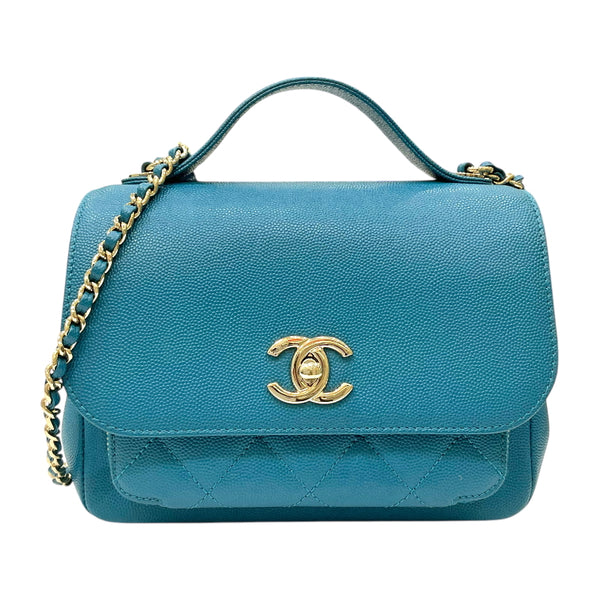 シャネル CHANEL ビジネスアフィニティ チェーン2wayショルダーバッグ A93749 ターコイズ ゴールド金具 キャビアスキン レディース ハンドバッグ