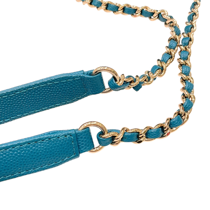 シャネル CHANEL ビジネスアフィニティ チェーン2wayショルダーバッグ A93749 ターコイズ ゴールド金具 キャビアスキン レディース ハンドバッグ