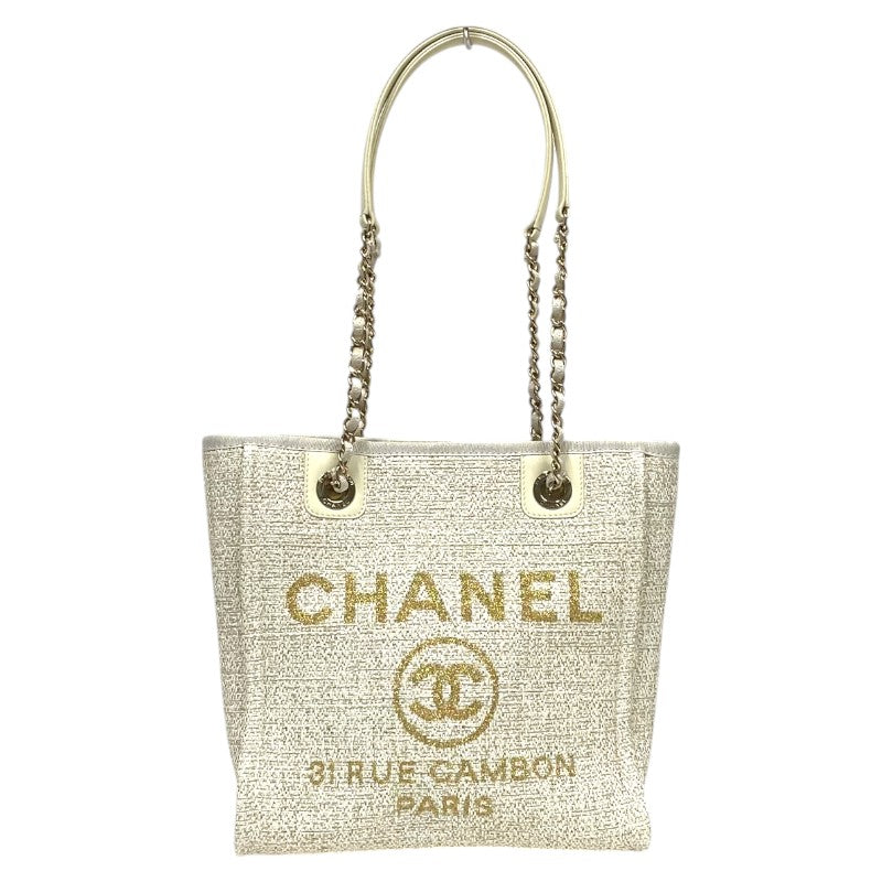 シャネル CHANEL ドーヴィルPM A66939 ホワイト ゴールド金具 ツイード レディース ショルダーバッグ