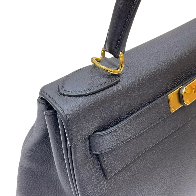 エルメス HERMES ケリー28 内縫い W刻印 ブラック ゴールド金具 トゴ レディース 2wayハンドバッグ