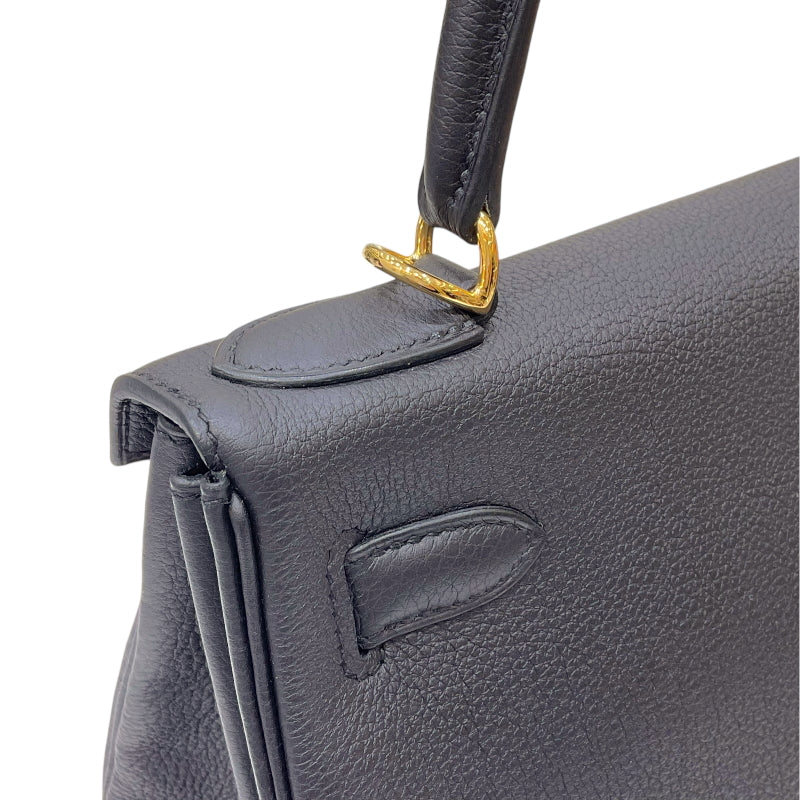 エルメス HERMES ケリー28 内縫い W刻印 ブラック ゴールド金具 トゴ レディース 2wayハンドバッグ