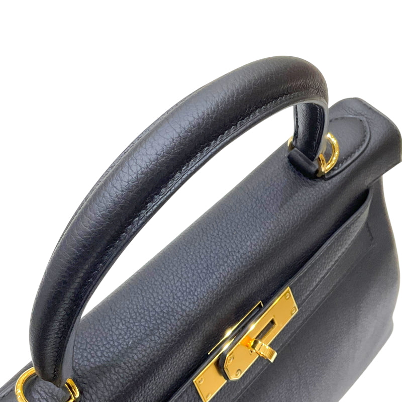 エルメス HERMES ケリー28 内縫い W刻印 ブラック ゴールド金具 トゴ レディース 2wayハンドバッグ