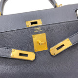 エルメス HERMES ケリー28 内縫い W刻印 ブラック ゴールド金具 トゴ レディース 2wayハンドバッグ
