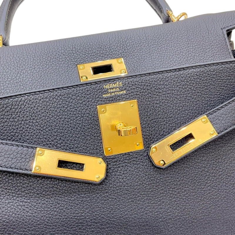エルメス HERMES ケリー28 内縫い W刻印 ブラック ゴールド金具 トゴ レディース 2wayハンドバッグ