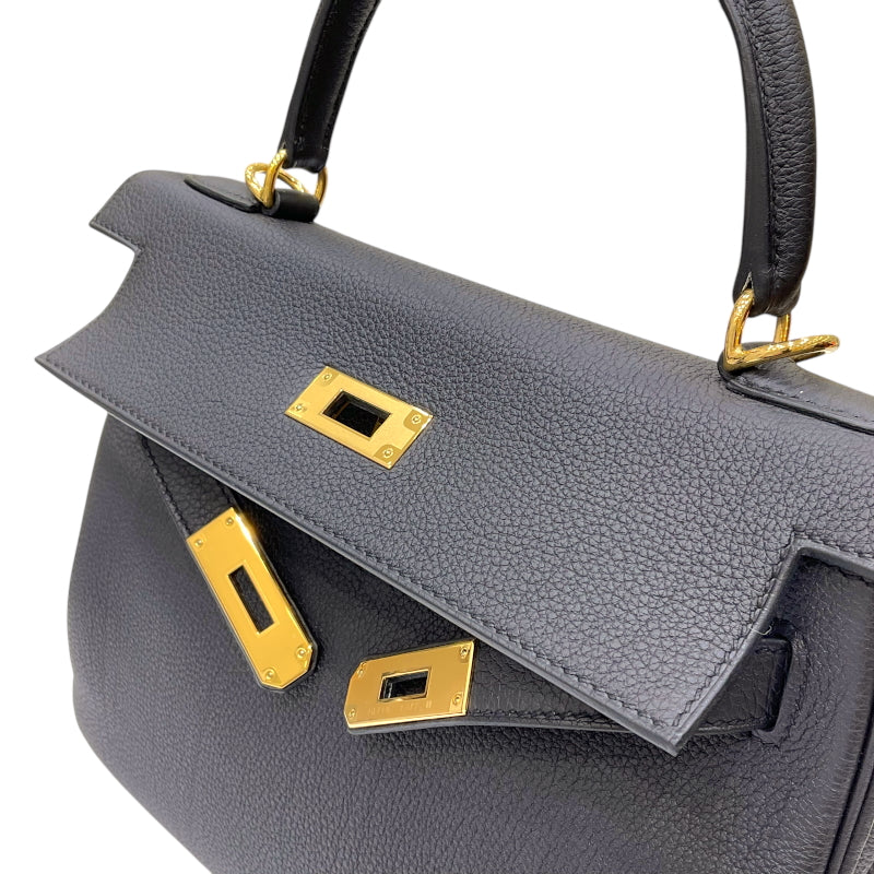 エルメス HERMES ケリー28 内縫い W刻印 ブラック ゴールド金具 トゴ レディース 2wayハンドバッグ