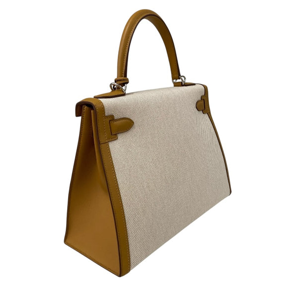 エルメス HERMES ケリー28　外縫い Z刻 セサミ×エクリュ シルバー金具 ヴォースイフト/トワル レディース ショルダーバッグ