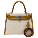 エルメス HERMES ケリー28　外縫い Z刻 セサミ×エクリュ シルバー金具 ヴォースイフト/トワル レディース ショルダーバッグ
