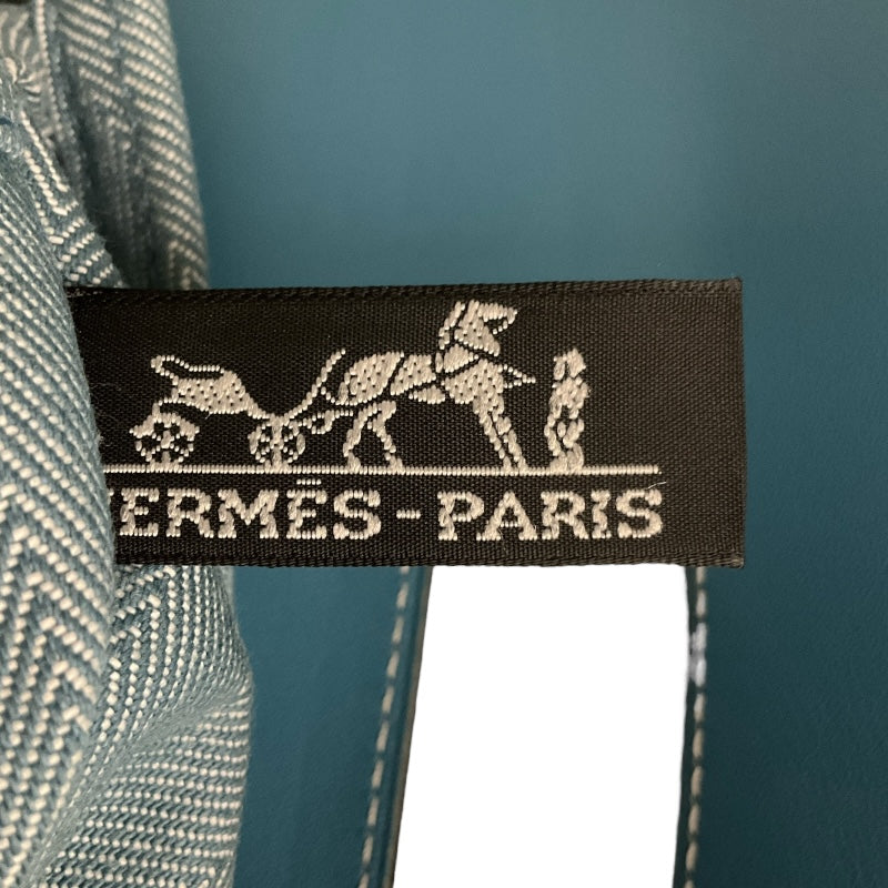 エルメス HERMES ヴァルパライソPM ブルー トワル・レザー レディース ハンドバッグ