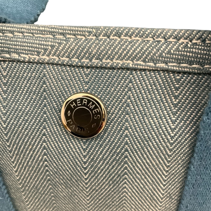エルメス HERMES ヴァルパライソPM ブルー トワル・レザー レディース ハンドバッグ