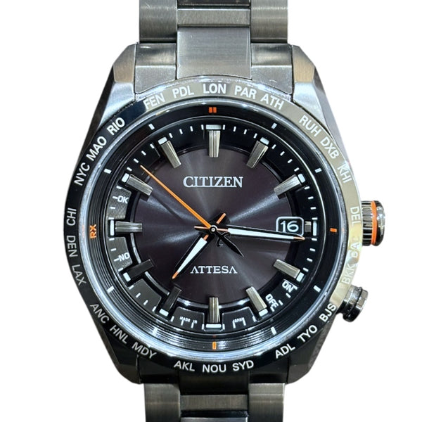 美品！ フルコマ！ CITIZEN アテッサ メンズ　ブラックチタン シチズン CITIZEN アテッサ アクトライン ブラックチタン CB0286-61E