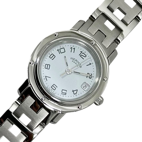 エルメス HERMES クリッパー CL4.210 ライトブルー SS クオーツ レディース 腕時計