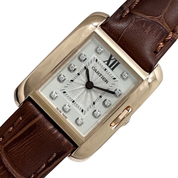 カルティエ Cartier タンク アングレーズ SM WJTA0007 K18PG/レザーベルト クオーツ レディース 腕時計