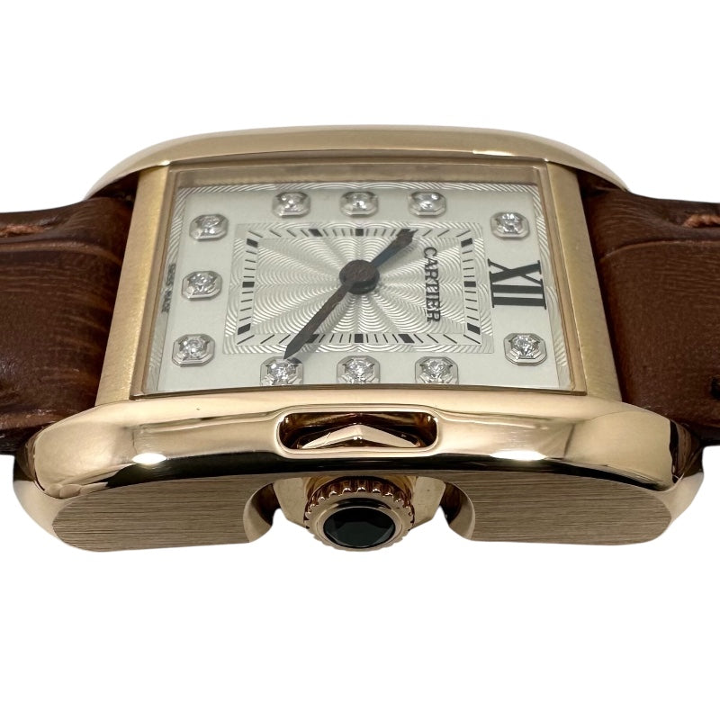 カルティエ Cartier タンク アングレーズ SM WJTA0007 K18PG/レザーベルト クオーツ レディース 腕時計