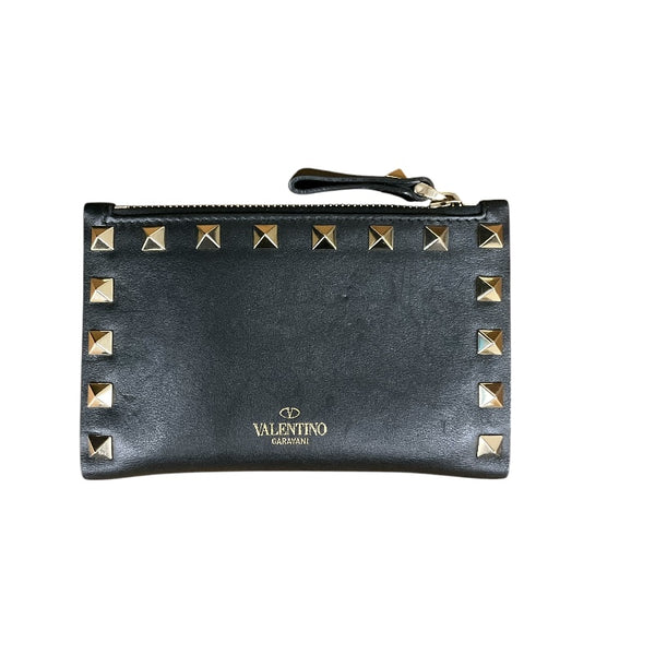 ヴァレンティノ VALENTINO ロックスタッズ 2つ折り財布 ブラック レザー レディース 二つ折り財布