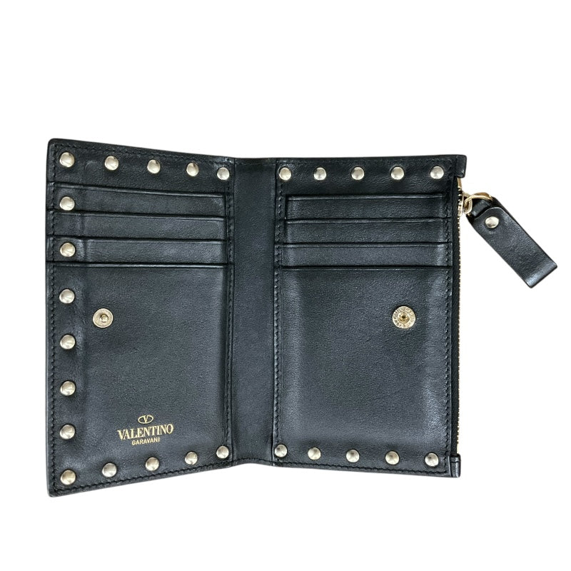 ヴァレンティノ VALENTINO ロックスタッズ 2つ折り財布 ブラック レザー レディース 二つ折り財布
