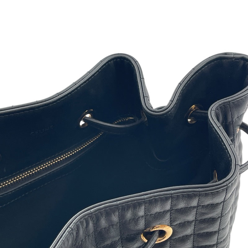 セリーヌ CELINE Cチャーム バックパック 188373 ブラック レザー レディース ショルダーバッグ
