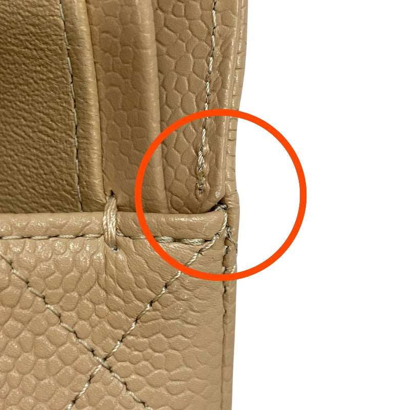 シャネル CHANEL マトラッセ25 A01112 ベージュ ゴールド金具 キャビアスキン レディース ショルダーバッグ
