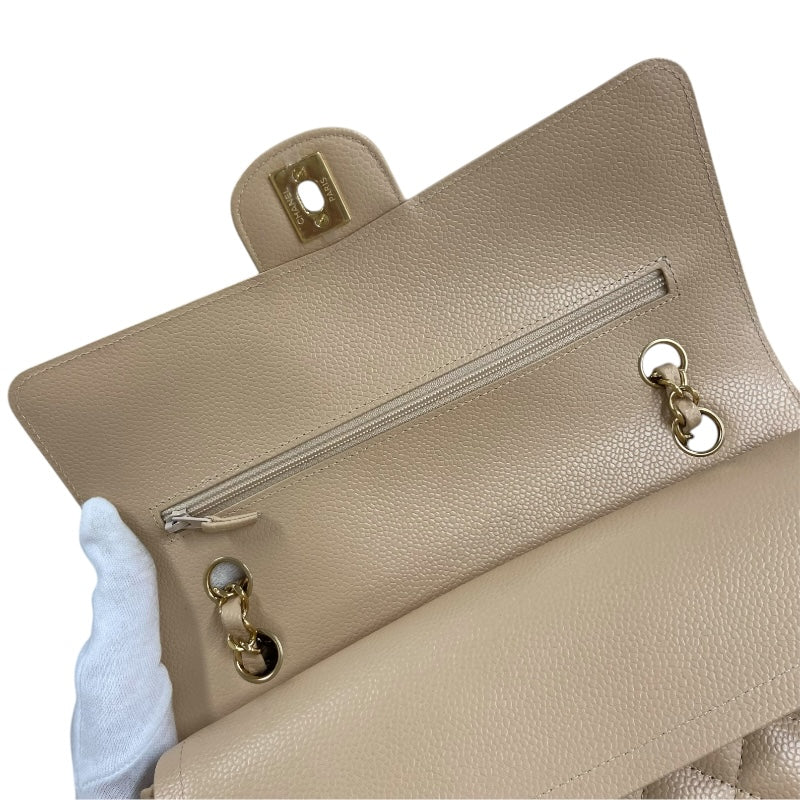 シャネル CHANEL マトラッセ25 A01112 ベージュ ゴールド金具 キャビアスキン レディース ショルダーバッグ