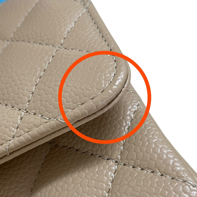 シャネル CHANEL マトラッセ25 A01112 ベージュ ゴールド金具 キャビアスキン レディース ショルダーバッグ