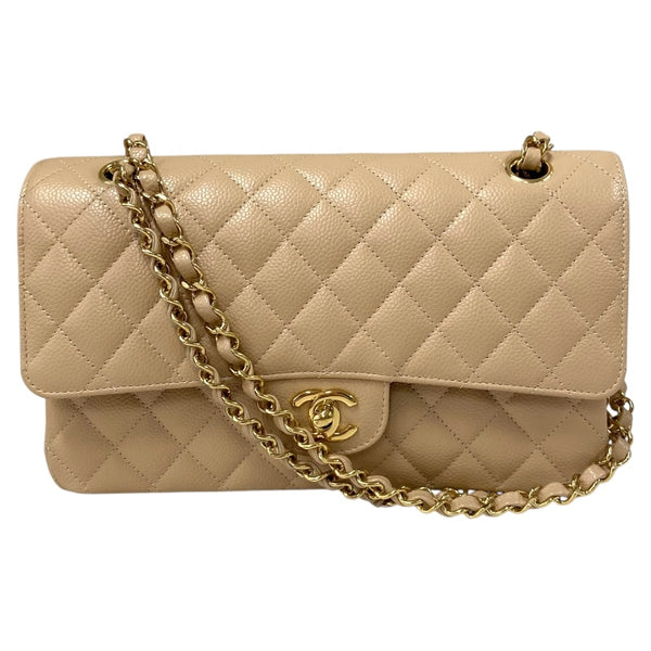 シャネル CHANEL マトラッセ25 A01112 ベージュ ゴールド金具 キャビアスキン レディース ショルダーバッグ