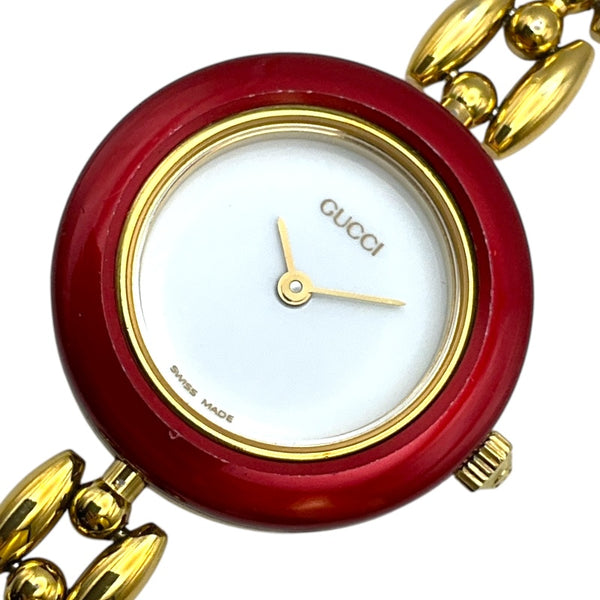 グッチ GUCCI チェンジベゼル 11/12.2 ホワイト GP レディース 腕時計