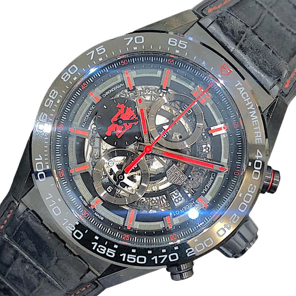 タグ・ホイヤー TAG HEUER カレラ キャリバー ホイヤ―01 クロノグラフ マンチェスターユナイテッド CAR2A1J.FC6400 ブラック ステンレス（PVD加工）/ラバー×アリゲーター メンズ 腕時計